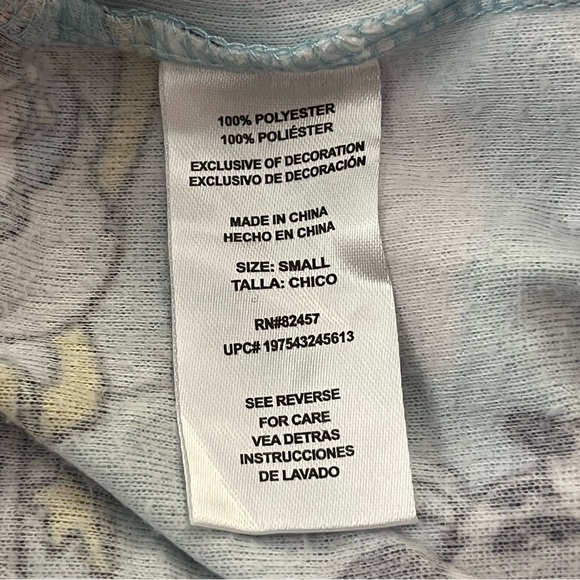 Disney 100 Pajama Top Button Front Christmas Cartoon Print Blue S - Picture 5 of 5